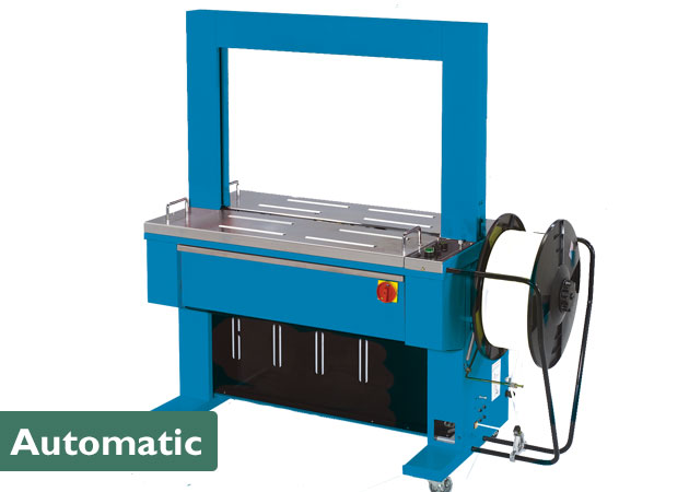 博殼松自動捆扎機具有可供帶子穿過的支架。它們配有啟動按鈕、腳踏板或傳感器，用于啟動機器。自動捆扎機適用于人力要求適中或較高。